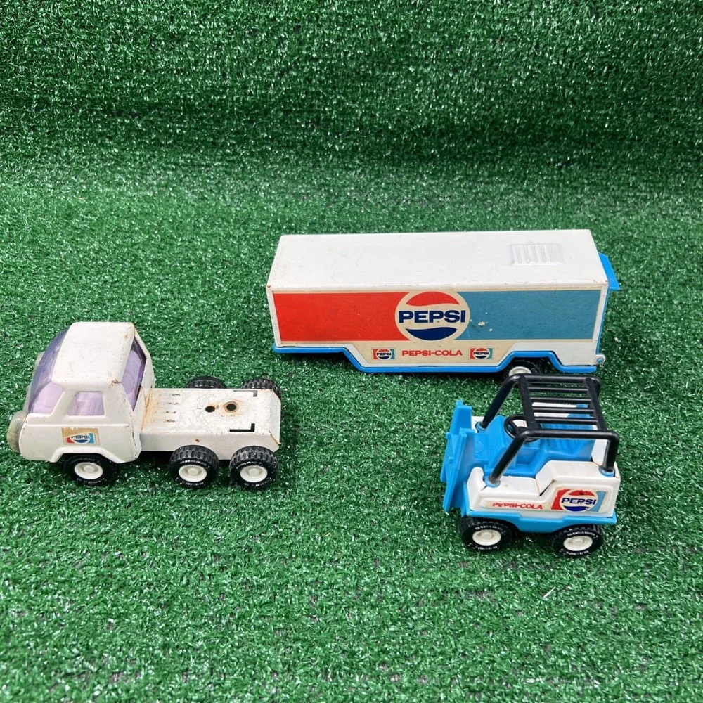 Pepsi Cola Buddy L Metal & Plastic Semi Truck & Fork Lift Missing Lifts Vintage‎